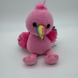 Pink Stuffed Animal Toy with Rainbow Beak